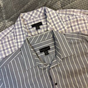 Pronto Uomo Men's Purple and Gray Checkered‎ Shirts